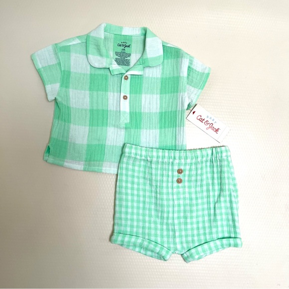 Cat & Jack Other - Cat & Jack 2pc Outfit Top & Shorts Lime Green Size 6-9M NWT
